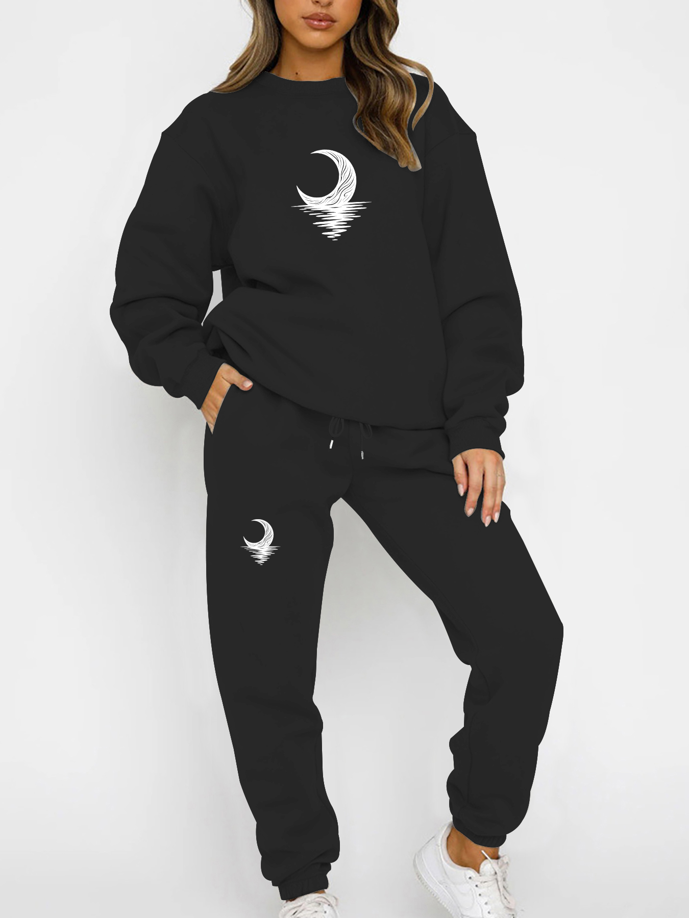 Winter Clothing Must Haves - Jesienno-zimowy, ocieplany polarem, gruby komplet bluzy