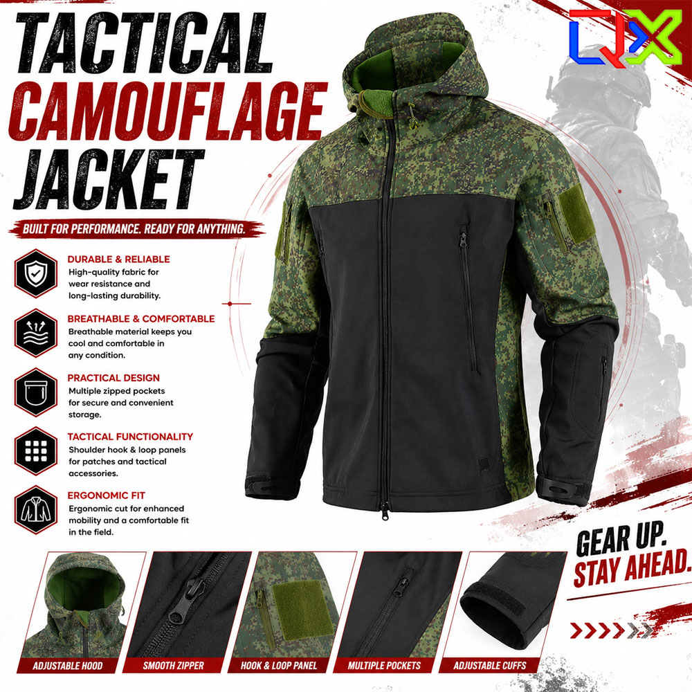 Windproof Jacket Softshell - Kurtka softshell QX Tactical Camouflage, wiatroodporna,