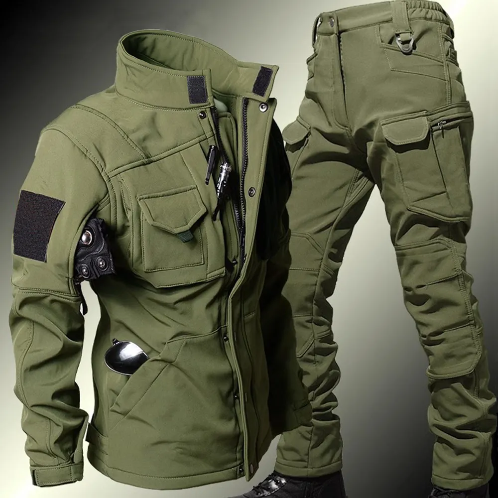 Windproof Jacket Softshell - Męskie zestawy taktyczne zimowe skóra rekina