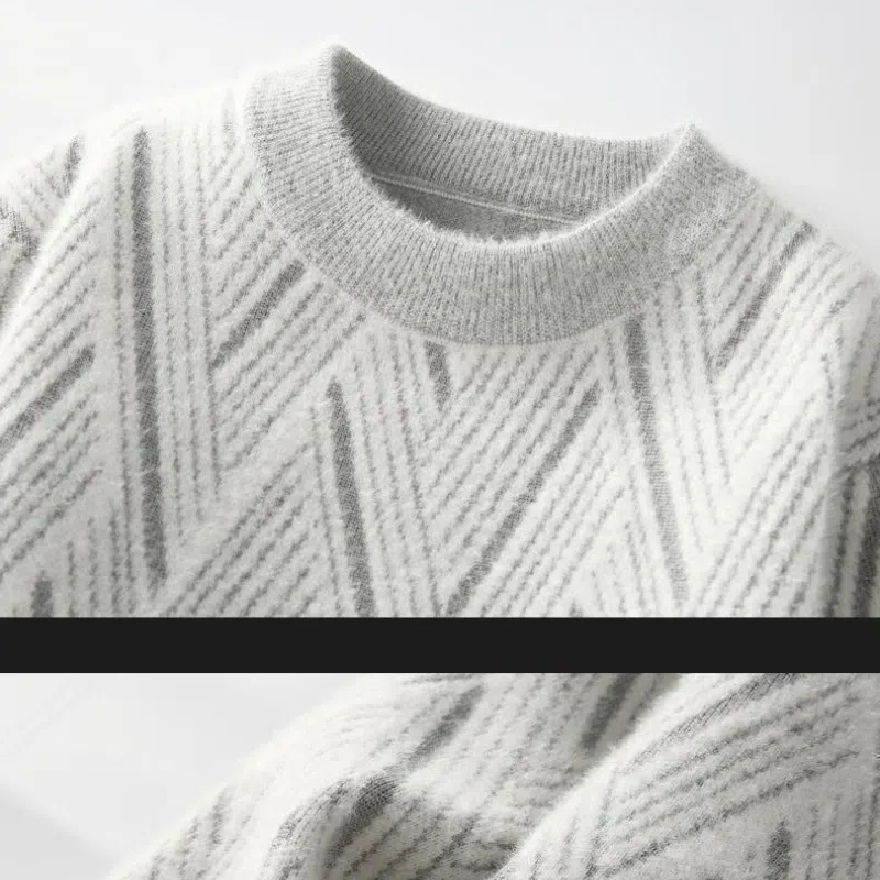 Jesienno-zimowy sweter z wycię – Winter Clothing Men Style recenzja i cena