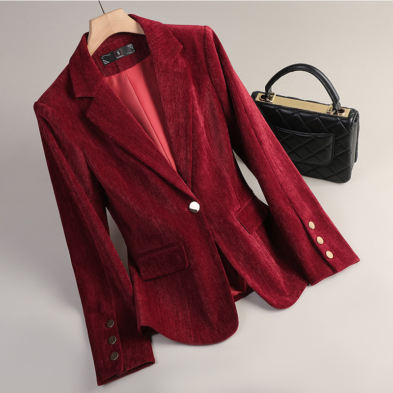 Żółta Złota Aksamitna Marynark – Winter Clothing Work recenzja i cena